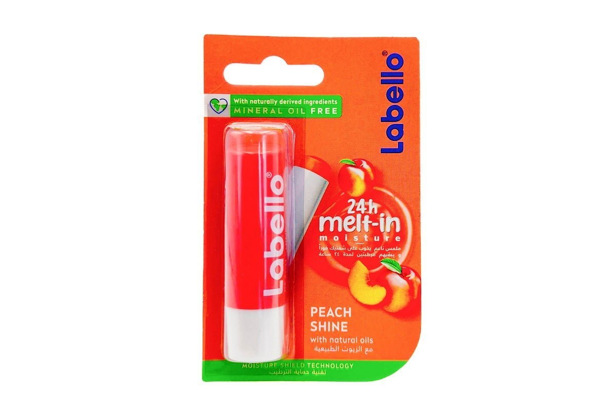 Labello Peach Shine Moisturizing Lip Balm With Natural Oils...