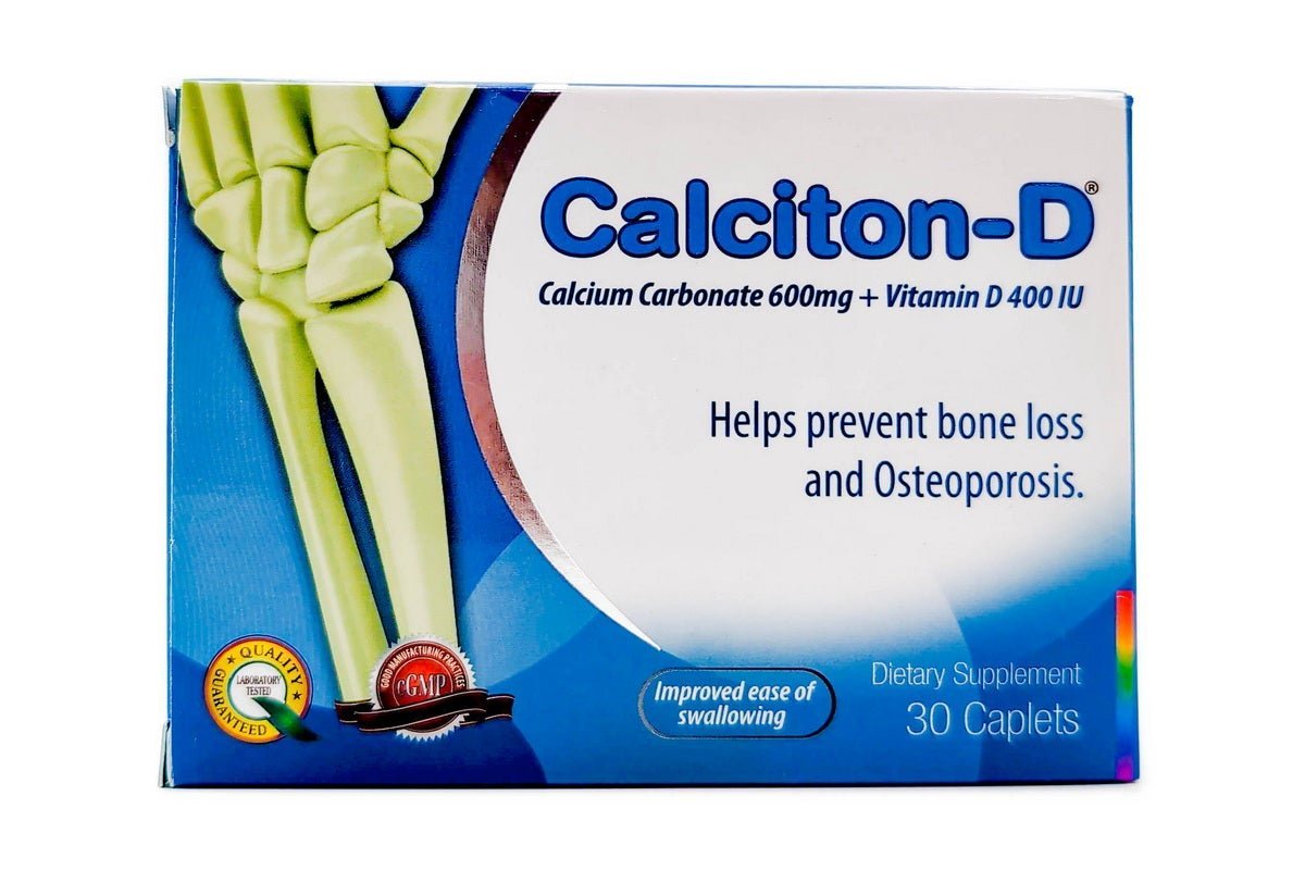Calciton-D Calcium Carbonate And Vitamin D Supplement for Bone Support And Osteoporosis - 30 Caplets
