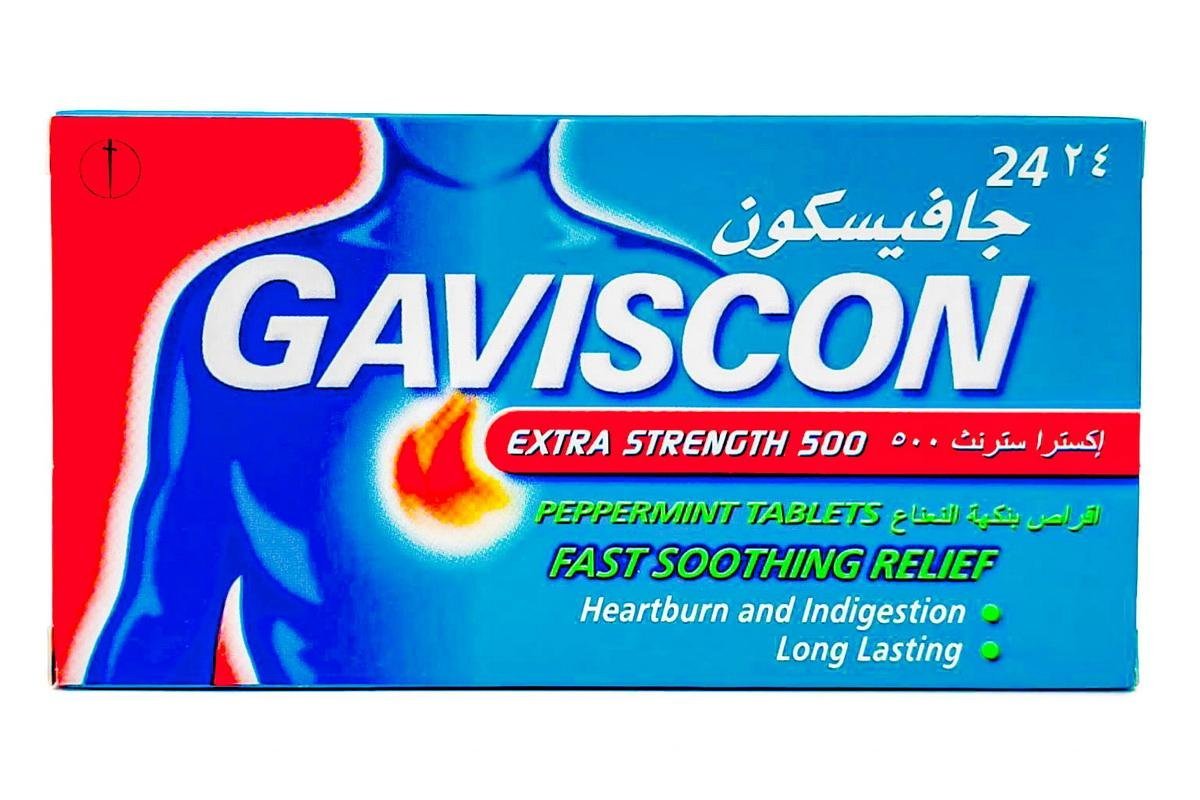 Gaviscon Extra Strenght 500 Peppermint Tablets, 24 Tablets