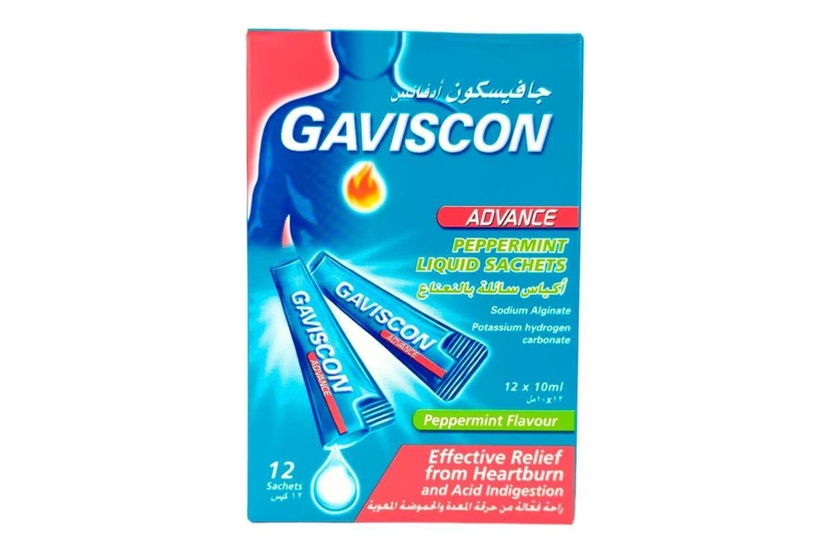 Gaviscon Advance Peppermint Liquid Sachets, 12 Pieces